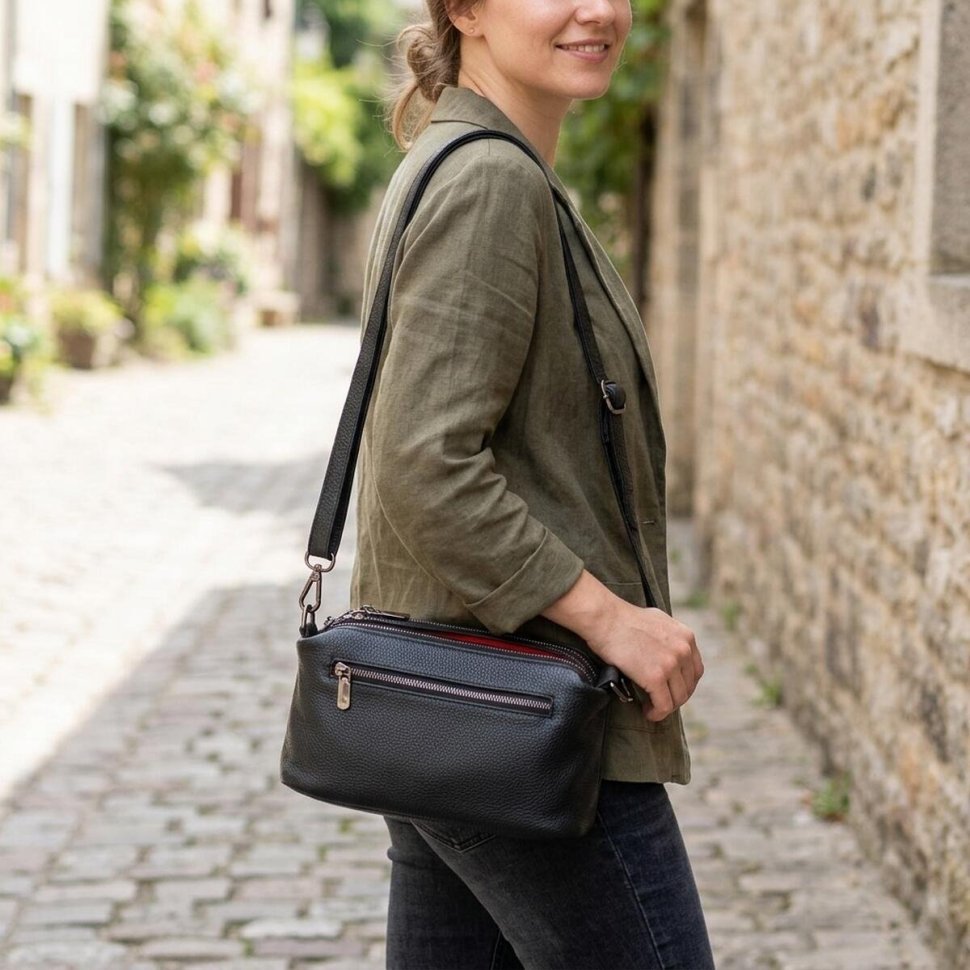 Горизонтальная женская сумка из натуральной кожи флотар на три отделения Vintage (2422094) modnotak фото №13