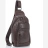 Сумка-рюкзак через плече для чоловіків коричневого кольору з натуральної шкіри Tiding Bag (15927) - 1
