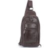 Сумка-рюкзак через плече для чоловіків коричневого кольору з натуральної шкіри Tiding Bag (15927) - 2