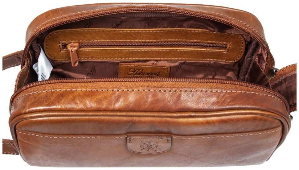 Мужская косметичка из натуральной гладкой кожи с ручкой Ashwood T78 коричневого цвета 94244 modnotak фото №9