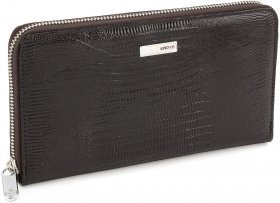 Темно-коричневий великий гаманець-клатч з натуральної лакової шкіри KARYA (1118-071)