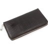Темно-коричневий великий гаманець-клатч з натуральної лакової шкіри KARYA (1118-071) - 3