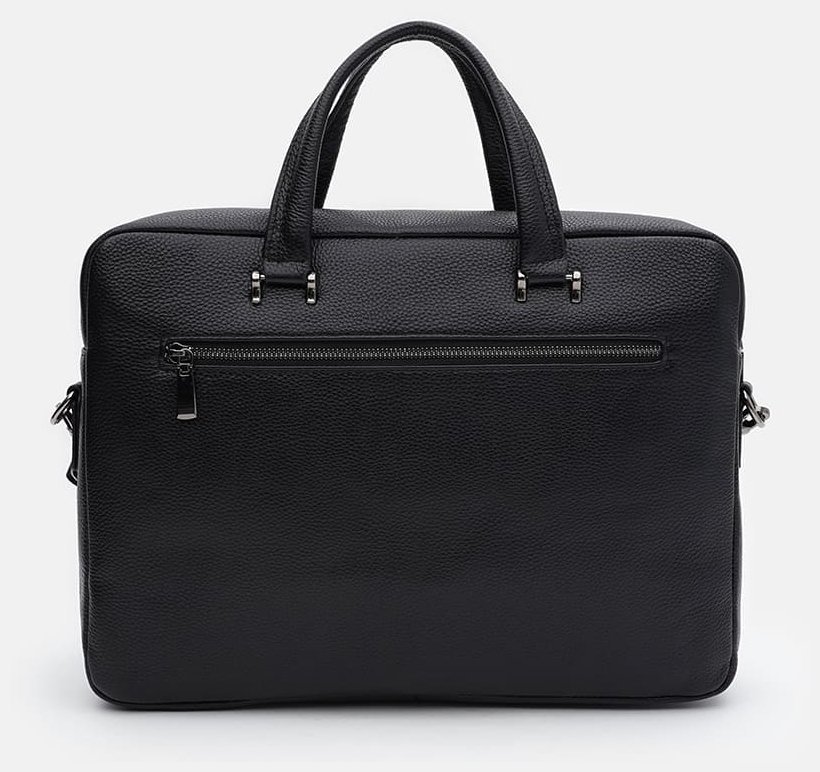 Вместительная сумка из фактурной кожи с отделением для ноутбука до 15" Borsa Leather 104544 черного цвета modnotak фото №3