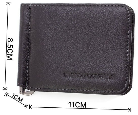 Черный зажим для купюр из натуральной кожи с монетницей Marco Coverna (18903) modnotak фото №3