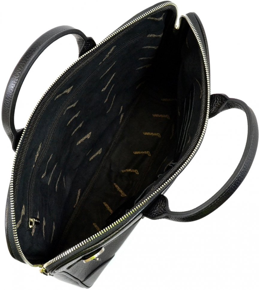 Чоловіча сумка під ноутбук зі шкіри флотар в чорному кольорі Desisan (803-01)