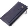 Складаний жіночий гаманець із натуральної шкіри синього кольору KARYA (2421130) - 1