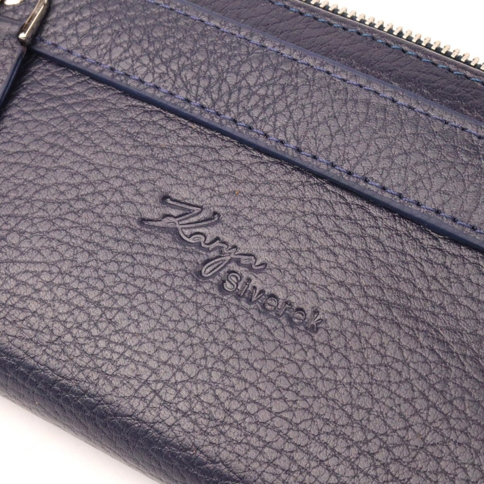 Складаний жіночий гаманець із натуральної шкіри синього кольору KARYA (2421130)