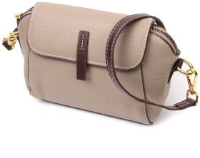 Компактная женская сумка из натуральной зернистой кожи через плечо Vintage 94844 бежевого цвета