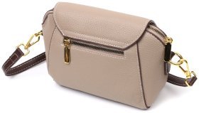 Компактная женская сумка из натуральной зернистой кожи через плечо Vintage 94844 бежевого цвета