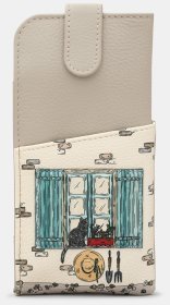 Стильный бежевый кожаный чехол на кнопке для очков Yoshi Y4309 с принтом 94944