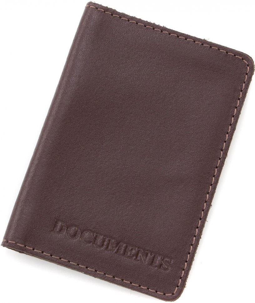 Коричневая кожаная обложка под ID-паспорт или права ST Leather (17901)
