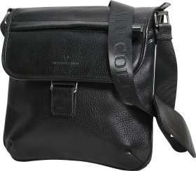 Зручна чоловіча сумка через плече із натуральної шкіри в чорному кольорі Vip Collection (21104)