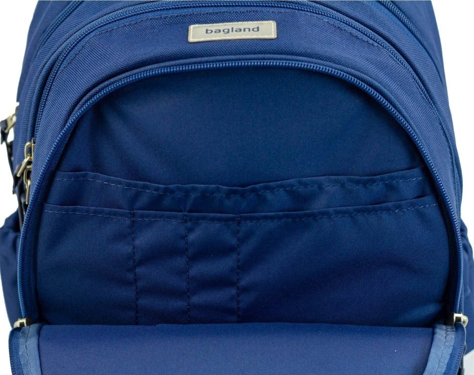 Синий текстильный школьный рюкзак для мальчика с принтом Bagland Butterfly 55644