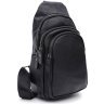 Місткий чоловічий шкіряний рюкзак-слінг чорного кольору Keizer (56044) - 1
