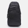 Вместительный мужской кожаный рюкзак-слинг черного цвета Keizer (56044) - 2