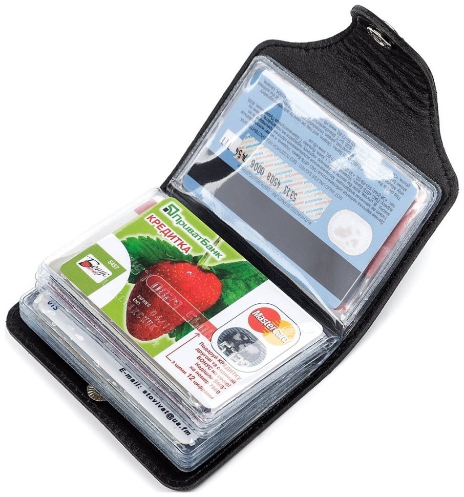 Візитниця з натуральної шкіри гладкого типу в чорному кольорі Shvigel (2413911) modnotak фото №14