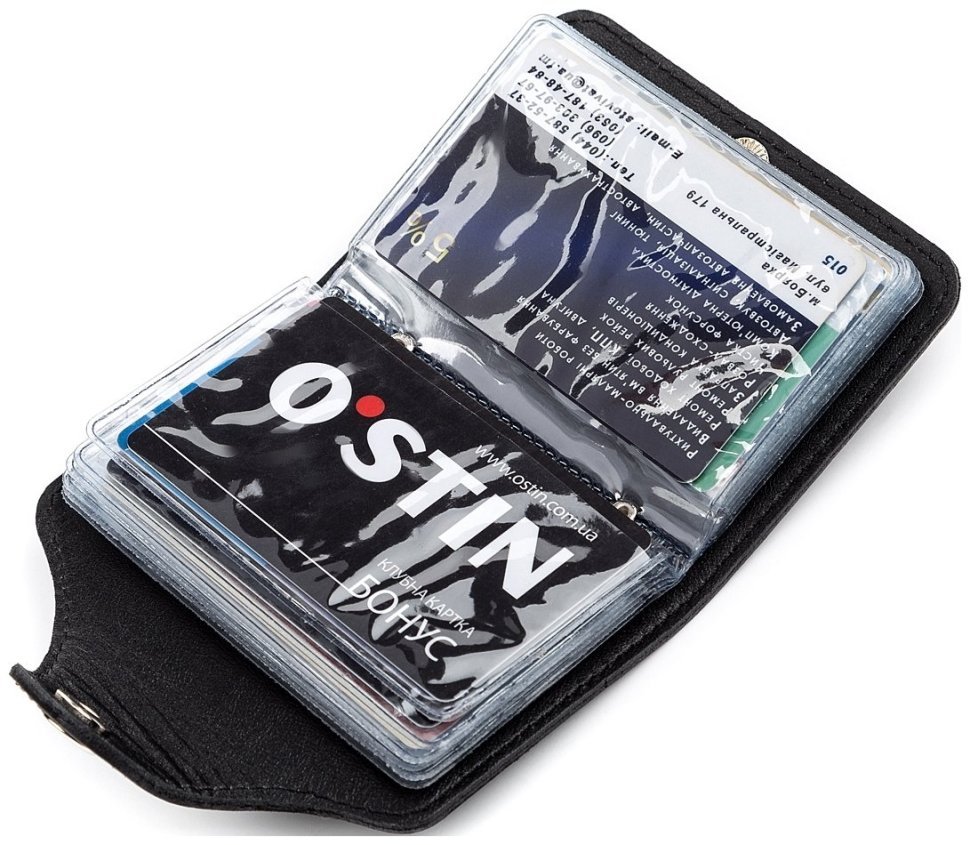 Візитниця з натуральної шкіри гладкого типу в чорному кольорі Shvigel (2413911) modnotak фото №17