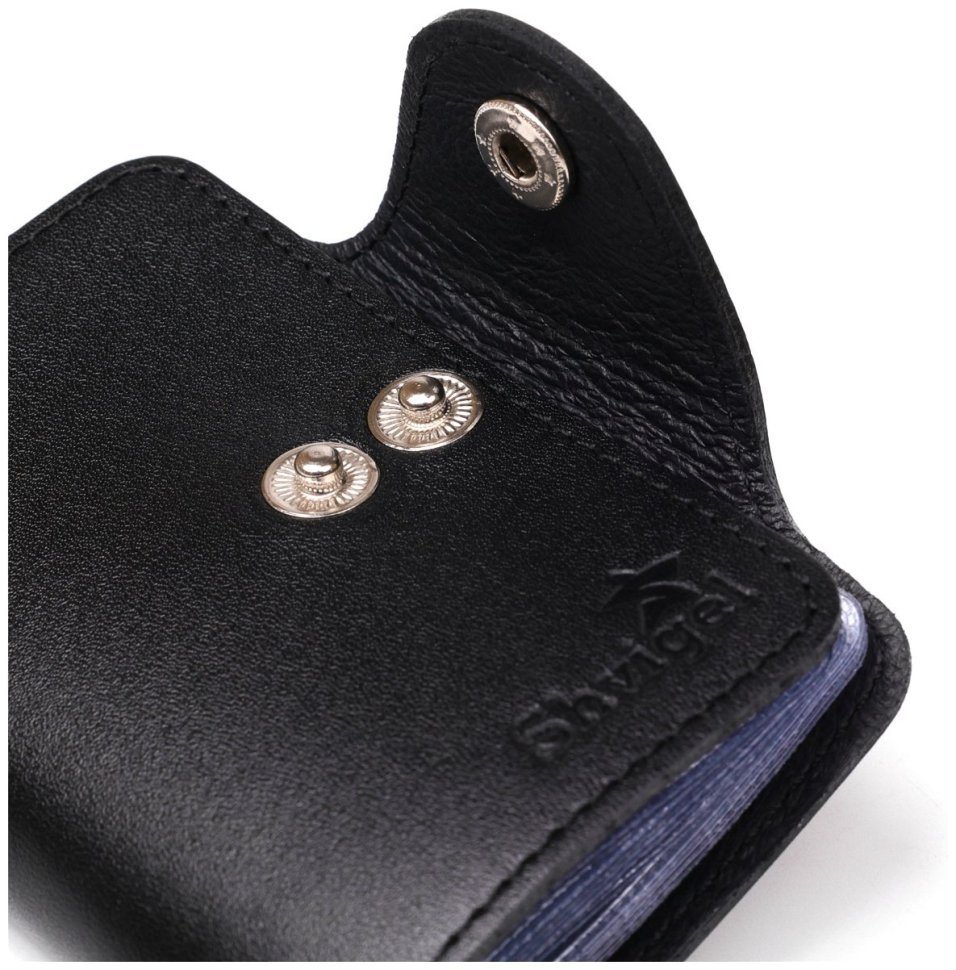 Візитниця з натуральної шкіри гладкого типу в чорному кольорі Shvigel (2413911) modnotak фото №19