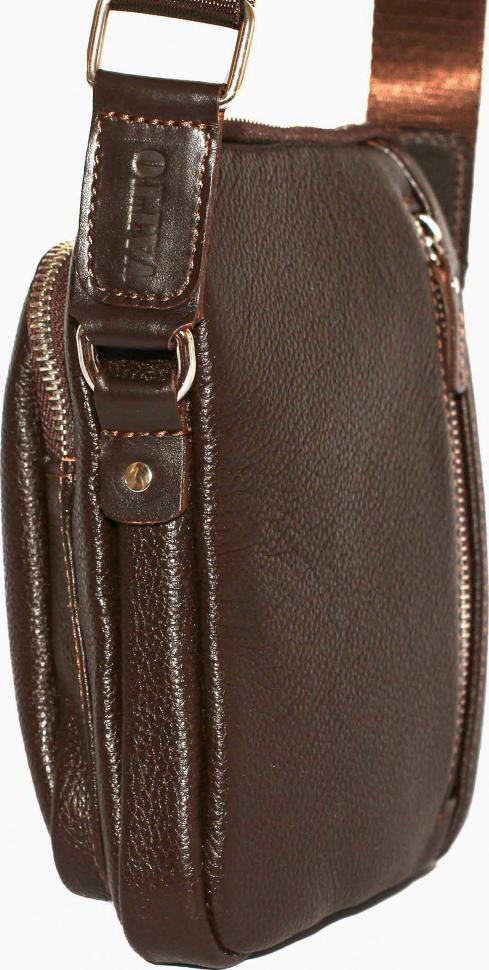 Мужская маленькая сумка коричневого цвета VATTO (12085)