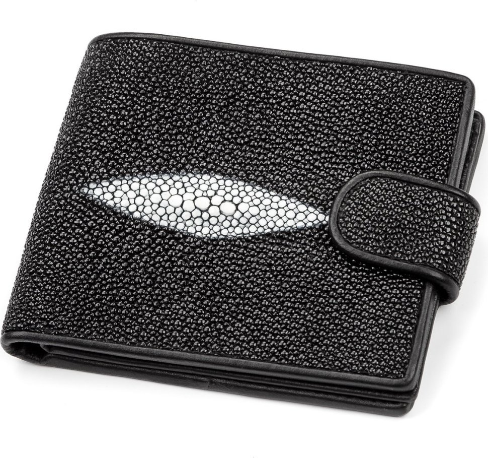 Чоловіче портмоне з натуральної шкіри морського ската чорного кольору STINGRAY LEATHER (024-18070)