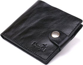 Тонкое черное мужское портмоне из гладкой кожи с карманом для монет Shvigel (2416439)