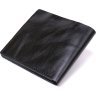 Тонкий чорний чоловічий портмоне з гладкої шкіри з кишенею для монет Shvigel (2416439) - 2