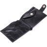 Тонкое черное мужское портмоне из гладкой кожи с карманом для монет Shvigel (2416439) - 4