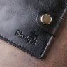 Тонкий чорний чоловічий портмоне з гладкої шкіри з кишенею для монет Shvigel (2416439) - 9