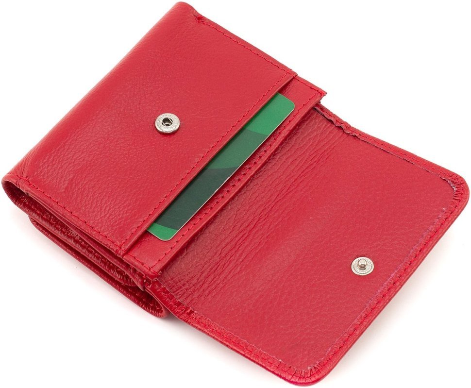 Червоний жіночий гаманець маленького розміру з натуральної шкіри ST Leather 1767244