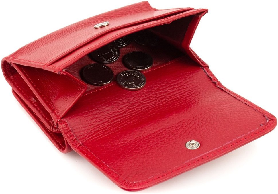 Красный женский кошелек маленького размера из натуральной кожи ST Leather 1767244