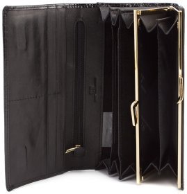 Женский кошелек черного цвета в лаке на магнитах ST Leather (16340)