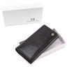 Женский кошелек черного цвета в лаке на магнитах ST Leather (16340) - 6