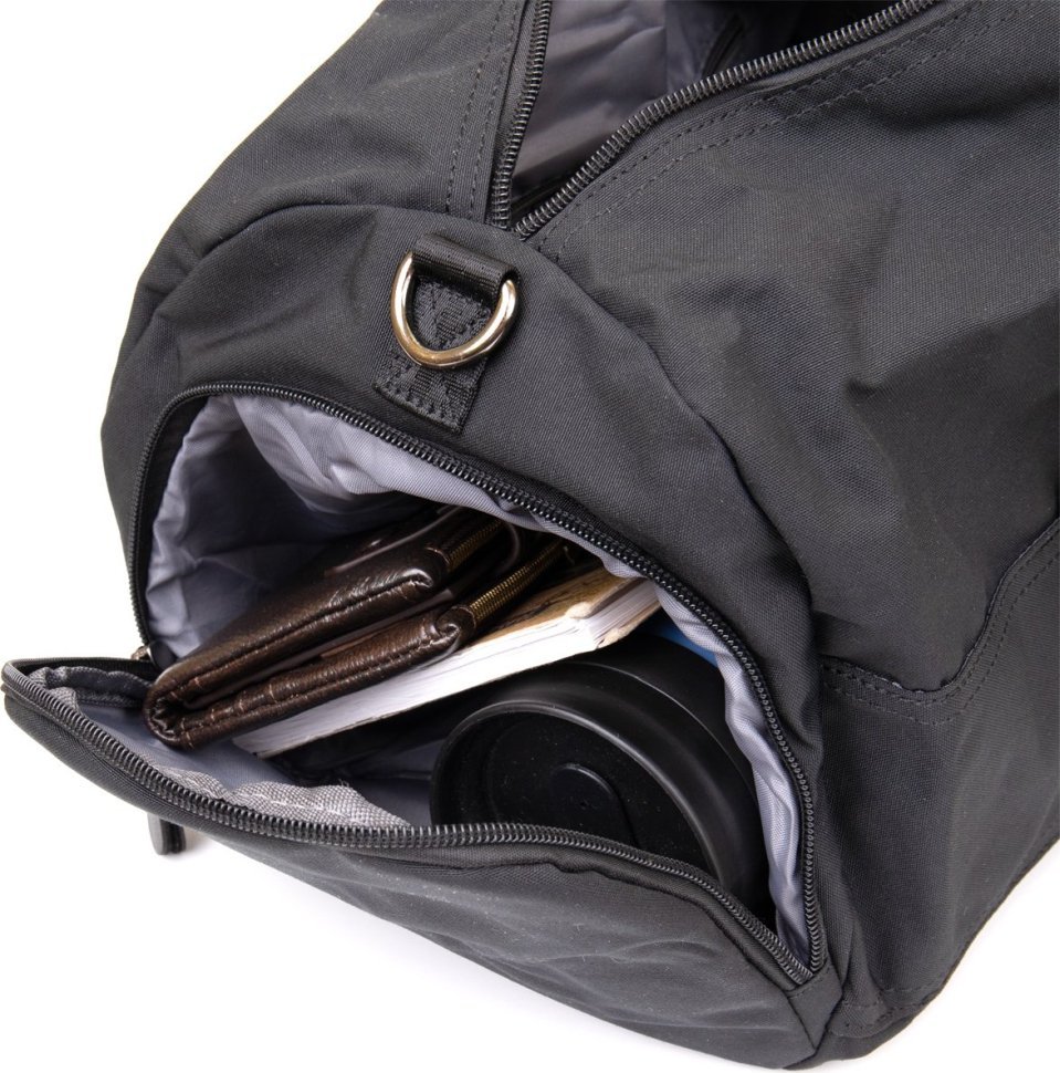Чорна чоловіча текстильна спортивна сумка з ручками Vintage (20640)
