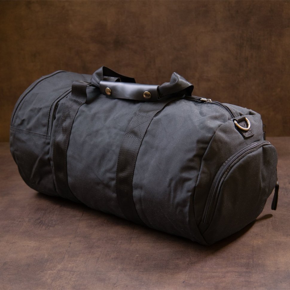 Чорна чоловіча текстильна спортивна сумка з ручками Vintage (20640)