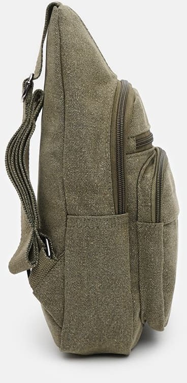 Текстильная мужская сумка-рюкзак через плечо в цвете хаки Monsen (22110)