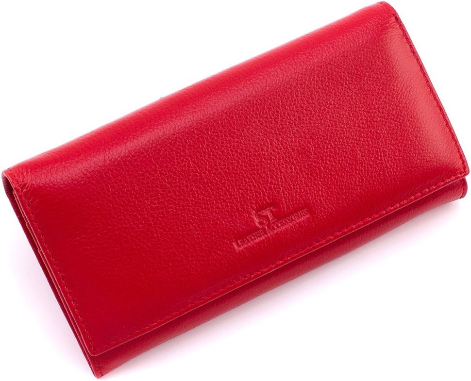 Красный женский кошелек из натуральной кожи с клапаном на магнитах ST Leather 1767444