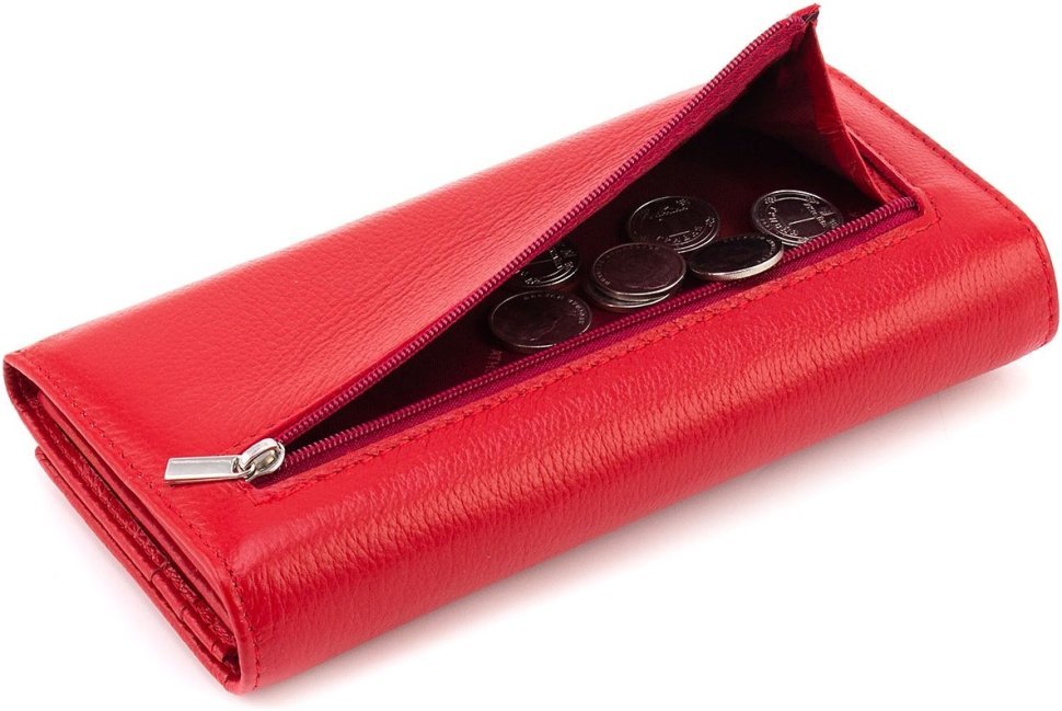 Червоний жіночий гаманець із натуральної шкіри із клапаном на магнітах ST Leather 1767444