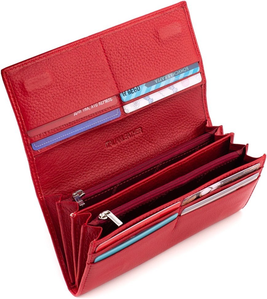 Червоний жіночий гаманець із натуральної шкіри із клапаном на магнітах ST Leather 1767444