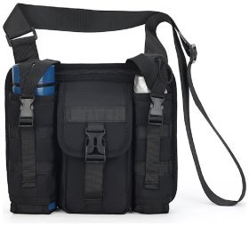 Многофункциональная мужская сумка-мессенджер из черного текстиля Confident 77444