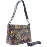 Повседневная каркасная женская сумка из натуральной кожи с цветочным принтом через плечо Desisan 107644 синяя modnotak фото - 2