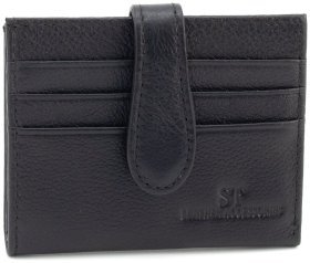 Кожаный картхолдер с монетницей ST Leather 97744 черного цвета
