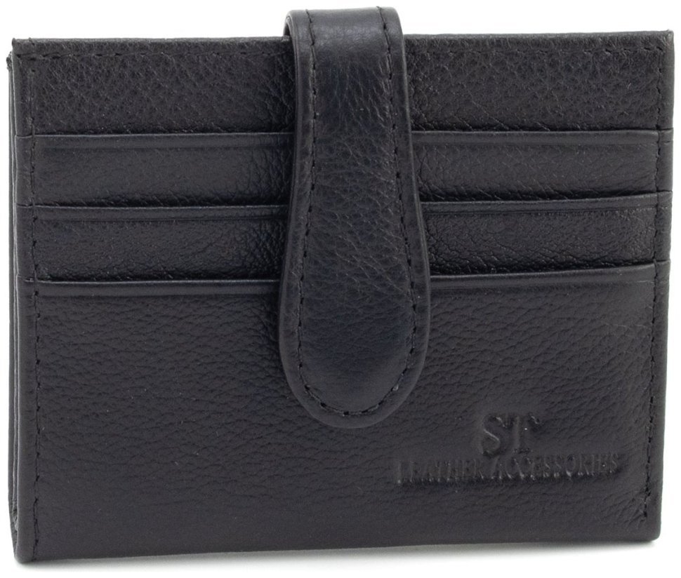Кожаный картхолдер с монетницей ST Leather 97744 черного цвета modnotak фото №1
