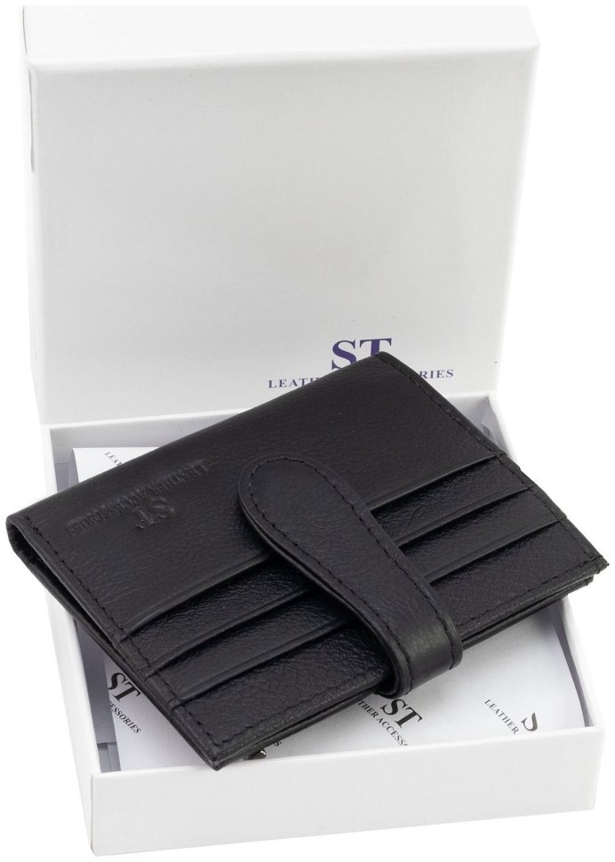 Кожаный картхолдер с монетницей ST Leather 97744 черного цвета modnotak фото №10