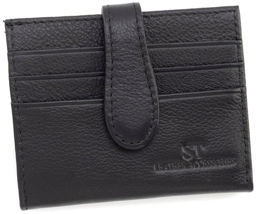 Кожаный картхолдер с монетницей ST Leather 97744 черного цвета modnotak фото №3