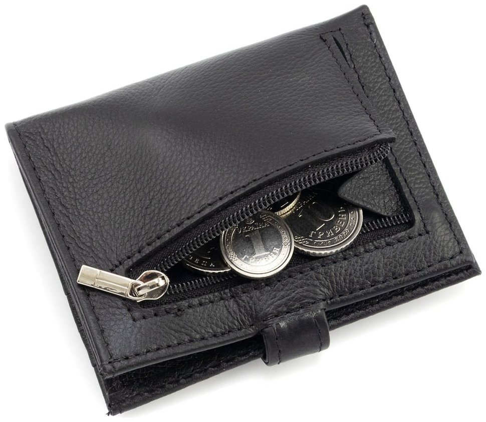 Кожаный картхолдер с монетницей ST Leather 97744 черного цвета modnotak фото №5