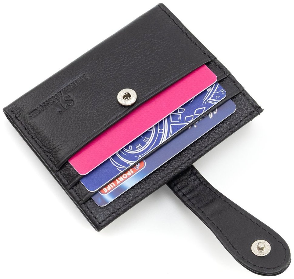 Кожаный картхолдер с монетницей ST Leather 97744 черного цвета modnotak фото №6