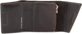 Невеликий коричневий гаманець із натуральної італійської шкіри на магніті Grande Pelle 67844