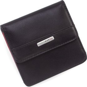 Черно-красный кожаный кошелек маленького размера KARYA (1106-1)