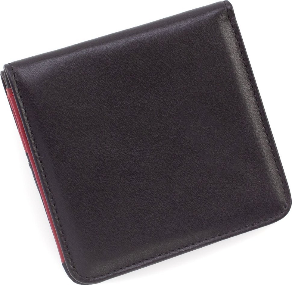 Черно-красный кожаный кошелек маленького размера KARYA (1106-1)