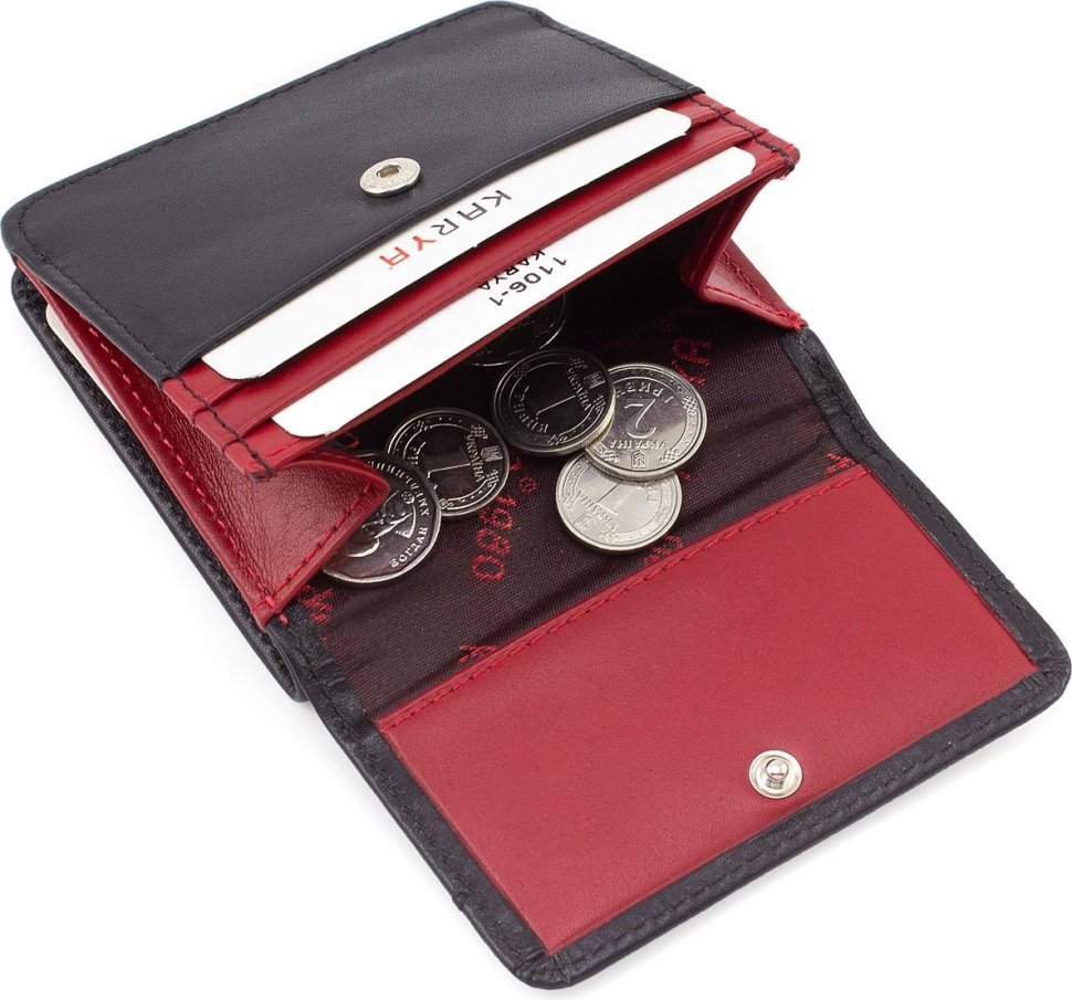 Чорно-червоний шкіряний гаманець маленького розміру KARYA (1106-1)